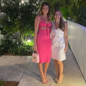 Hot Pink Elise Midi Dress - Lovers + Friends